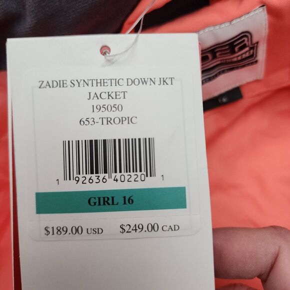 NEW Spyder Girls Atlas Zadie Synthetic Down Jacket Ski Snow Jacket Size 16 Peach - Picture 5 of 16